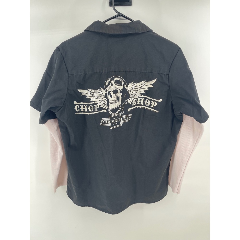 Hybrid Apparel Chevrolet Chop Shop Shirt Mens M Black White Layered Classic Car